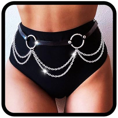 Flovel Gothic Gürtel Mit Kette Taillenkette Body Chain Silver Hip Chain Belt Für Damen