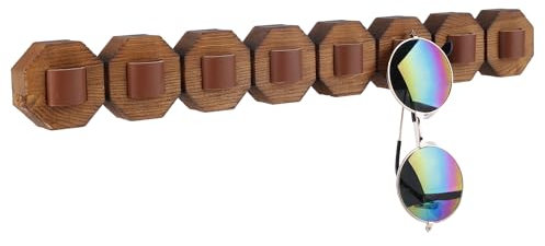 NQEUEPN Sunglass Organizer, Wood Sunglasses Holder Organizer 8 Hanging Rings Sunglasses Holder Wall Mounted Glasses Holder Sunglasses Display Rack for Home Office Decoration