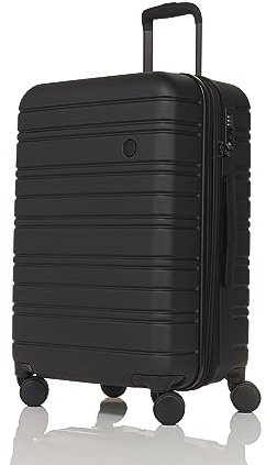 Nere - Stori - ABS Hard-Shell Suitcase Collection - 8-Spinner Wheels - Self-Repairing Zip - Built-in TSA Combination Lock - Expanding Luggage (Black, Medium)