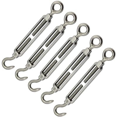 5PCS M6 Größe Edelstahl 304 Haken Und Öse SpannschlösserHoch Polieren Spannschloss for Segel Schatten Rigging Hardware Kit