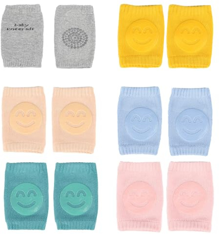 ZEACCT 6 Paar Baby-Krabbel-Anti-Rutsch-Knieschoner, Unisex, Cartoonish, Mehrfarbig, 11 x 8 cm, Knieprotektoren für Geburtstag, Weihnachten, Halloween, Dinnerpartys