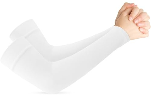 AEYURUID Manguitos Running,Manguitos Voleibol,Mangas Para Brazos Protección Sol,Mangas Para Brazos Hombre,Mangas Para Brazos,Manguitos Ciclismo,Manga Gaming,Manguitos Bicicleta,Blanco