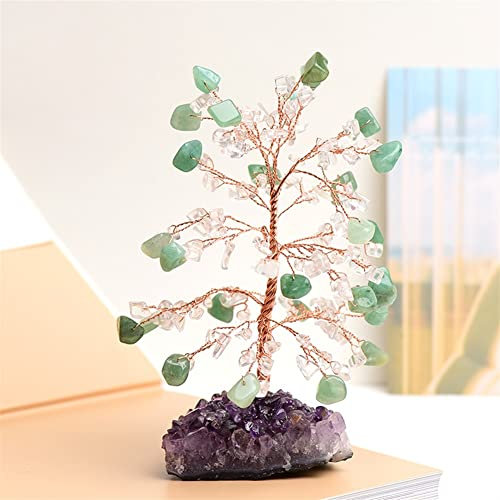 HEARSO Cristal Natural Cuarzo Rosa Feng Shui árbol de la Vida Roca Reiki decoración hogar Cristal Naturaleza decoración Regalos Hermoso Cristal (Color : Dongling Jade, Size : 1 Piece)