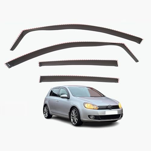 AirFlux Set mit 4 Windabweisern, kompatibel mit Volkswagen Golf 6 5-Türer Schrägheck 2009 2010 2011 2012 Modelle.
