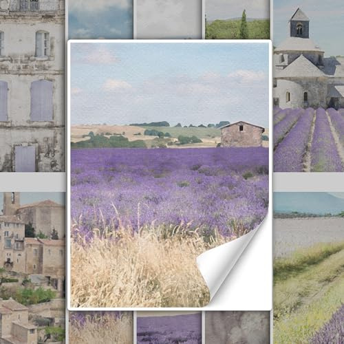 GRAZDesign Fliesenaufkleber Bad & Küche Mediterran Lavendel Aquarell Druck Klebefliesen selbstklebend - 20x25cm / 10 Stück