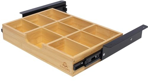 Bambus-Schublade unter dem Schreibtisch mit U-förmiger Hohlplatte zum Herausziehen, 33 cm lang und 24,1 cm tief, verstellbarer Stauraum für Sitz-/Steharbeitsplatz