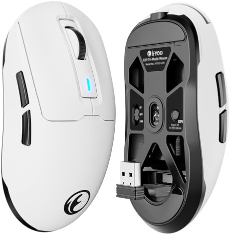 IFYOO Mouse da gioco wireless G59 2.4G/BT/Wired, Mouse da gioco wireless USB Type-C ricaricabile, 6 DPI regolabili, Max 8000 DPI, 60g Leggero, 6 pulsanti programmabili, Computer portatile PC, Win 11