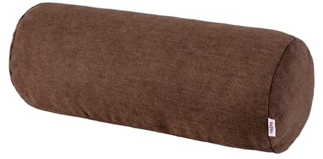 beties Farbton-Serie XL Nackenrollenbezug ca. 25x70 cm Premium Uni Kissenhülle aus deutschem Unternehmen, Chenille-Haptik in Raumausstatter Qualität - kaffeebohne-braun