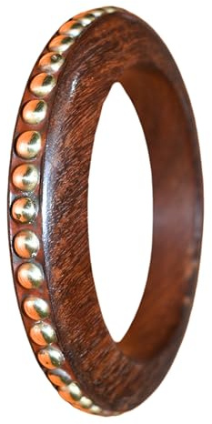 Healthy Floyds Wood and Brass Inlay Bangle for Women | Handmade Wooden Brass Inlay Bangle | Traditional Ethnic Designer Wooden Bangle