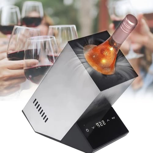 ZXSYYDS Enfriador De Vino Eléctrico para 750ml De Vino Tinto O Blanco, Enfriador De Vino para Una Sola Botella En El Patio, Mantiene El Frío hasta 24 Horas para Cerveza, Agua, Leche, Vino,Grey