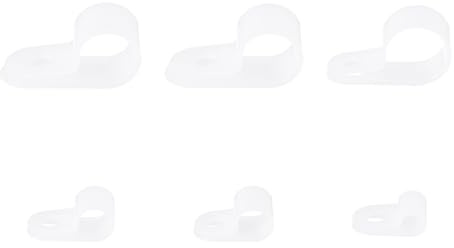sourcing map 200pcs Single Coaxial Cable Clips Screw Clip Electrical Wire Cable Holder Plastic Wire Clamps for Cords Management, White