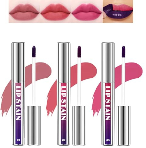 3Pcs Peel Off Lip Liner Stain, Long-Lasting Lip Stain Peel Off, Waterproof Peel Off Lip Stain, Matte Liquid Lipstick Nude Lip Gloss, Non-stick Cup Peel Off Lipstick Lip Stains for Women