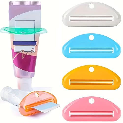 XINCHENG 4 Pieces Toothpaste Tube Squeezer, Toothpaste Clips, Multifunctional Toothpaste Squeezer, Tube Squeezer for Toothpaste Facial Cleanser Hand Cream Cosmetics