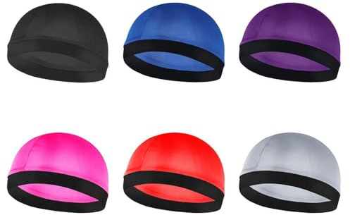 6 stycken barnhattar, enkla sporthattar, andningsbara, svettabsorberande mössor, löphattar, mjuka elastiska mössor, satinmössor