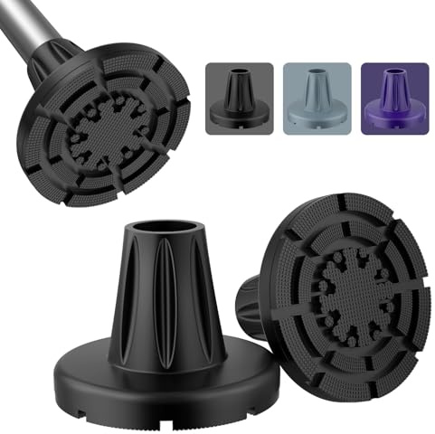 supregear Krückengummis 7/8 in (22 mm), Anti-Rutsch Gummispitzen für alle Terrains, Schwerlast-Ersatzfüße mit extremem Halt für Gehstock, Breite Krückenbasis mit Metall-Einsatz, 2er-Pack, Schwarz
