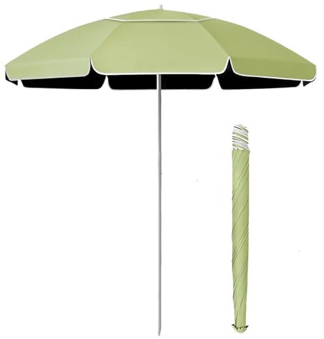 Parasol de Plage Léger - Petit Parasol de Patio de 180 cm - Auvent d'extérieur Portable - Protection UPF50+(Green)