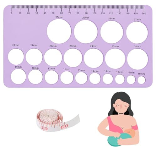 LAJUP Règle Mamelon, Règle Mesure des Mamelons des Mères avec Ruban Souple 1,5M Outil Mesure Bride Sein en Silicone Flexible pour Mamelons, Outil Dimensionnement Tire-lait