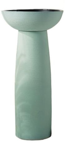SnamicE Lavabo sur Pied, Vasque de Salle de Bain Ronde, Vasque en céramique de 15,7 Pouces, lavabo sur Pied givré avec Miroir, Taille Unique,E-One Size