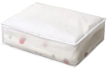 Spotact Große Unterbett-Aufbewahrungsbehälter mit Reißverschluss, faltbarer Unterbett-Organizer für Kleidung, Decken, Bettwäsche, PVEA-Stoff-Design mit Griffen, 2 Stück (Weiß, 80 x 60 x 25 cm)