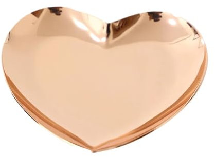 QAZWZG Piattino Per Gioielli Vassoio decorativo a forma di cuore in acciaio inossidabile, piatto for gioielli, cosmetico, rossetto, piatti, piccolo contenitore Per Conservare I Gioielli(Rose Gold)