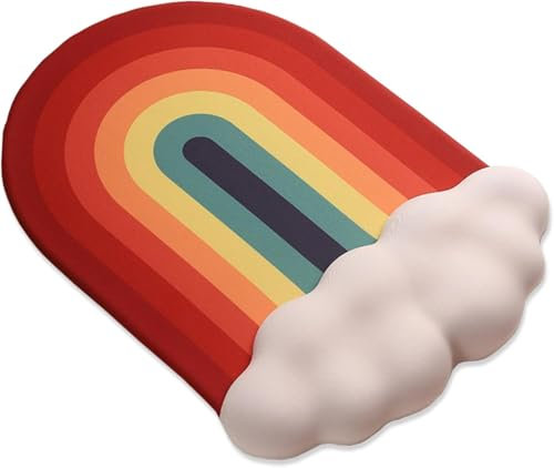 Niedliches Regenbogen-Mauspad mit Handgelenkauflage für Mauspad, Gel-Wolk-Tastatur, Handgelenkauflage, PU-Basis, Silikon, ergonomisch, weiß, Wolkenmaus, Handgelenkauflage für Gaming, Schreibtisch