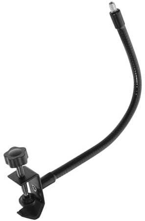 Mikrofonhalterung mit Klemme, 25cm Arm, 1/4-zoll Adapter | Schwarz, Metall und Kunststoff, Flexible Einstellung mit Starker Klemmung und Eckhalter Design