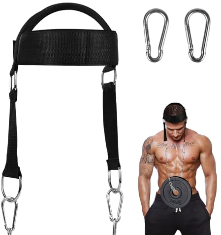PYserne Entrenador de cuello con gancho en D, ajustable, entrenador de cabeza, entrenador de cuello para hombre, entrenamiento de cuello, arnés para levantamiento de pesas, equipo de entrenamiento de