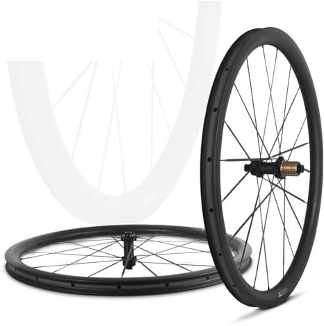 LSRRYD 700c Rennrad Felge, Laufrad Set Hinterrad Vorderrad 38mm Tiefe, Carbon Laufradsatz Für 8-12 Geschwindigkeit Kassette, Scheibenbremse Steckachse 1314g