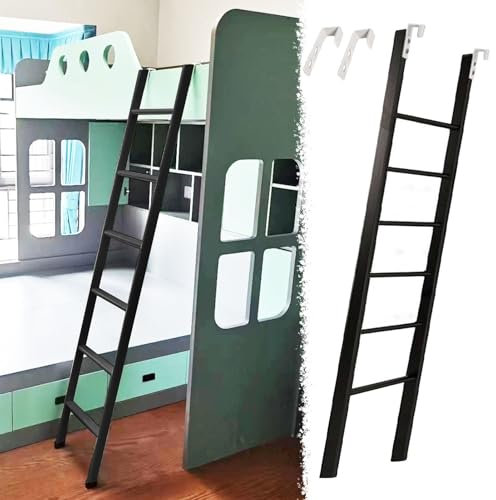 Scaletta Letto a Castello Scaletta per Letto a Castello In Metallo Nero per Camper - 120 135 140 145 150 160 165 170 180 Cm Scaletta per Letto Singolo per Letto Superiore, Scala con Gradino Corto per