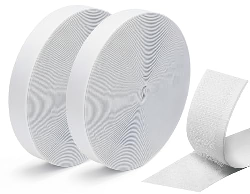 20 mm x 10 m White Hook and Loop Tape Self Adhesive Sticky Back Fastening Tape, Double Sided Sticky Tape for Home, Office, and Craft Projects