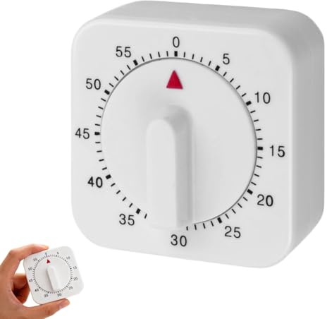 Loud Mechanical Timer For Kitchen Use 60 Minute Countdown For Cooking, Games, And Study, Square White Clock For Barbeque Baking Needs