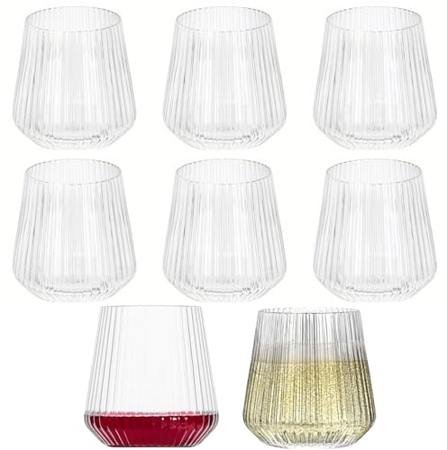Cobenga 8 Stück unzerbrechliche Kunststoff-Weingläser, tragbare Campinggläser, 400 ml, wiederverwendbare Weinbecher, klare Trinkgläser, Kunststoff-Cocktailgläser für Party, Picknick, Pool, nicht