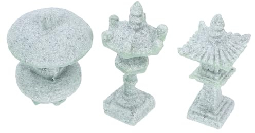 TOYZFRIENDY 3 Piezas Faroles Japoneses Mini Pagoda Piedra Decoración Jardín Zen Micro Paisaje Exterior Ornamentación Realista para Bonsái Patio