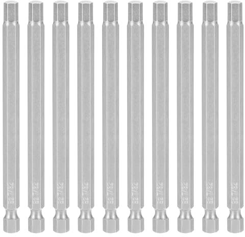 sourcing map 10 punte per trapano a testa esagonale da 7/32 SAE 1/4 gambo esagonale da 100 mm di lunghezza S2 in acciaio magnetico per avvitatore a percussione industriale esagonale elettrico