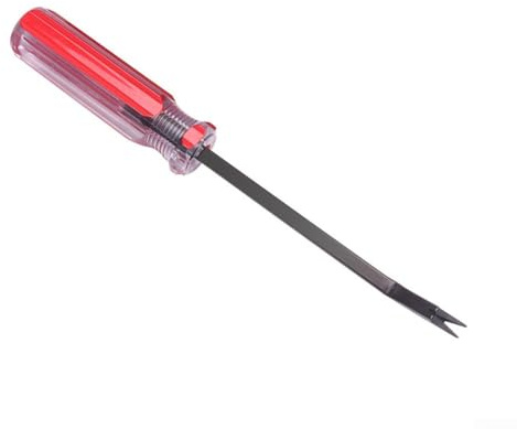 Polsterklammerentferner mit Doppelzinkenkopf, ergonomischer, rutschfester Gummigriff, Stahlnagelabzieher, Handwerkzeug für Möbelklammern, Teppichnägel (rot)