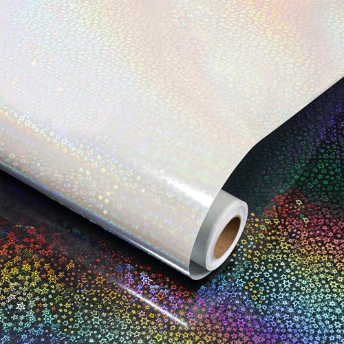 Decotalk Holografisk Självhäftande Papper Stjärnglimmer Mönster 30X300cm Laserfilm i Holografisk Färg Genomskinlig Iridiserande Självhäftande Glitter Vinyl Självhäftande För Böcker Hantverk