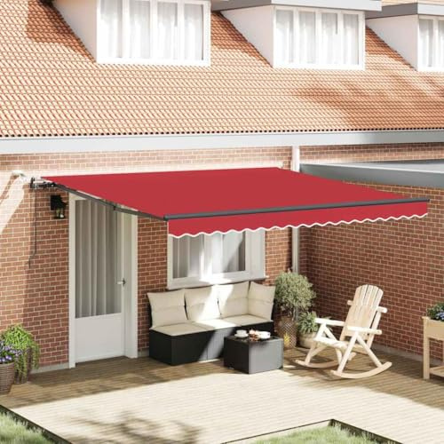 Owoxanthellate Tenda da sole 400 x 300 cm, rossa con telecomando, in poliestere, resistente ai raggi UV, protezione solare, balcone, giardino, terrazza, design moderno, robusta e durevole, per