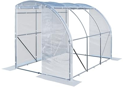 TOOLPORT Väggväxthus i plast 2x3 m PE 180 g/m² UV-stabiliserat växthus med galvaniserad stålram, tomatväxthus med sidofönster