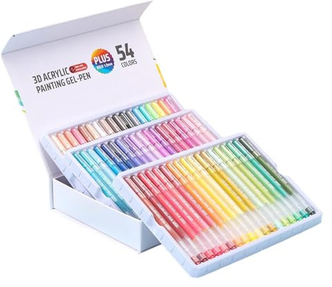 Ensemble de stylos à encre gel pour peinture acrylique – Marqueurs de coloriage multicolores rétractables, pointe fine de 1 mm avec nuancier | Stylos à encre acrylique professionnels pour loisirs