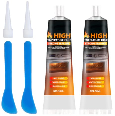 100ml Hitzebeständiger Kleber Hochtemperaturkleber,Silikon Schwarz Hochtemperatur Silikon für Backofen,Mikrowelle, Kamine und Elektroherde