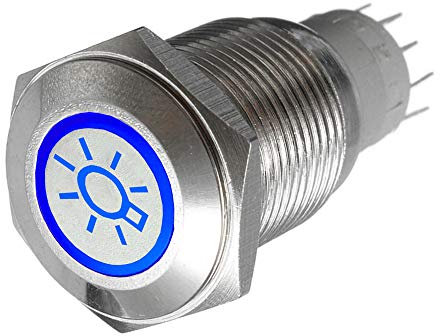 Mintice 16mm KFZ Kippschalter Wippschalter Druckschalter Schalter Drucktaster 12V Blau Licht Metall Scheinwerfer
