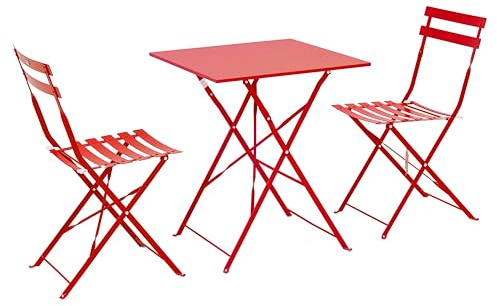 Oviala Table de Jardin et 2 chaises Acier Rouge