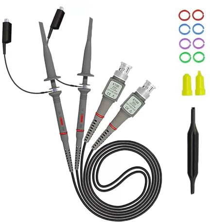 Aofan P6100 Oszilloskop-Messkabel Set 100 MHz, 2 Stück, BNC, schaltbar 1X/10X, inkl. Zubehör