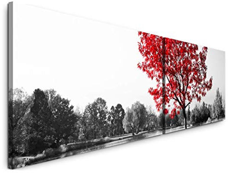 Paul Sinus Art Parkbank unter einem Baum 180x50cm - 2 Wandbilder je 50x90cm - Kunstdrucke - Wandbild - Leinwandbilder fertig auf Rahmen