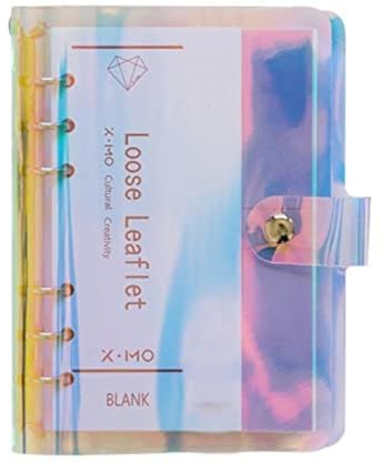 A6 / A5 6-håls färgglatt PVC-omslag, rund ringmapp med snäppfäste, löst bladmapp, anteckningsbok, påfyllningspaket, DIY, scrapbooking, skydd för pärmskydd (Laser, A5 mini set)