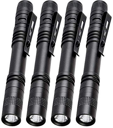 MODOAO LED-Stiftlampe Taktische Taschenlampe, 4 Stück, 200 lm,Penlight Taschenlampe Taktische Taschenlampe mit Clip Tasche Penlight Tragbare Notlicht (4 Stück)