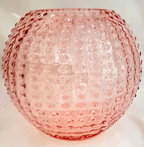 Große Kugelvase Rose farbene Noppenvase Blumenvase Nuppenglas mundgeblasen Durchmesser 25 cm Höhe ca. 21cm Öffnung Oben ca. 12 cm ca. 25 cm