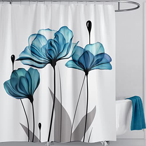 Blommiga duschgardiner tyg duschdraperi vattentäta gardiner för badrum snabbtorkande köksgardiner maskintvättbar med 12 krokar – flerfärgad 180 cm x 180 cm – blomsterstil3