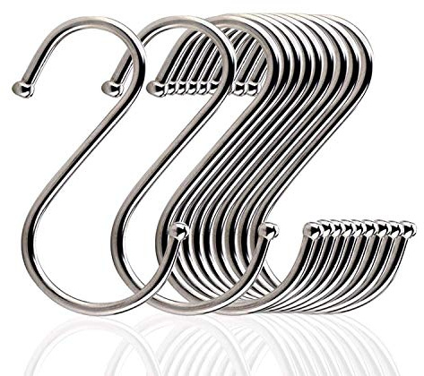 Klassikaline S Hook - 10-Pack Premium Stainless Steel Metal S Hooks Kitchen Pot Pan Hanger Clothes Storage Rack Polished for Your Pots and Pans, Utensils, Towels, Ties and Much More (3.9 inch)