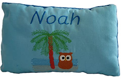 Momelie Blaues Schmusekissen * Kuschelkissen * Eule * mit Namen Bestickt * 25 x 40 cm * SK-bl_0014